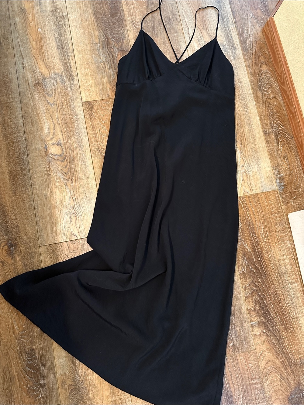 Madewell Black Slip Maxi Dress with Thin Straps size 12